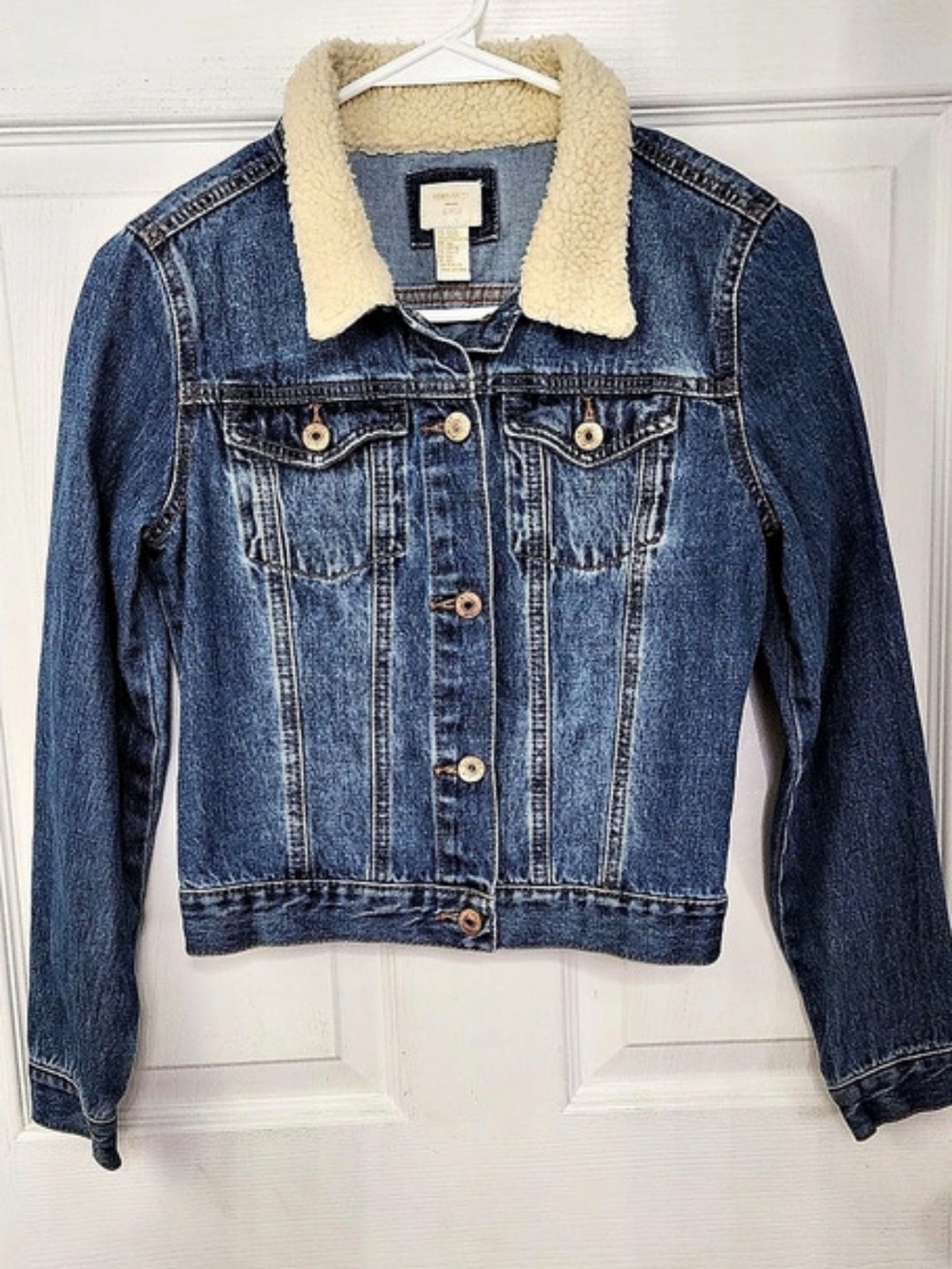 Forever 21 Girls XL Blue Denim Sherpa Jacket Like New